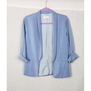 Skies Are Blue Open Front Blue Blazer Pinstripe Lining M Casual Office Spring